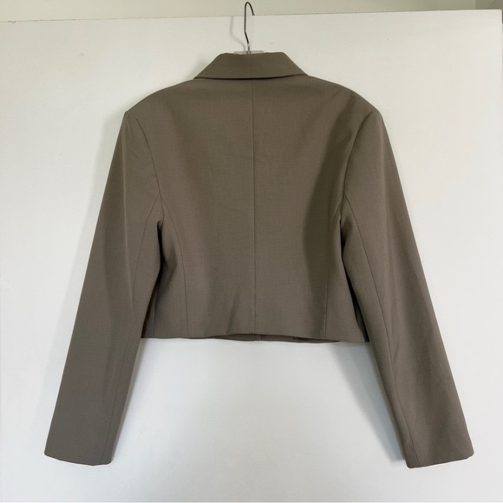 Mango taupe brown grey cropped tailored utility pocket jacket - Picture 7 of 9